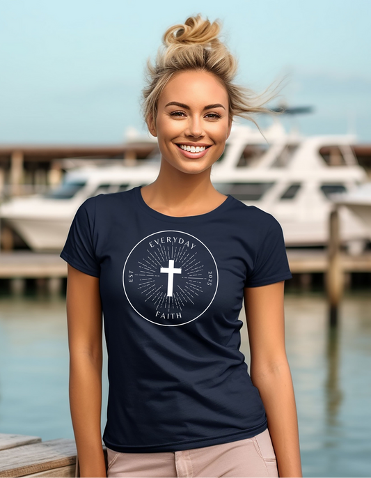 Women's Everyday Faith Shining Cross Short Sleeve Tee